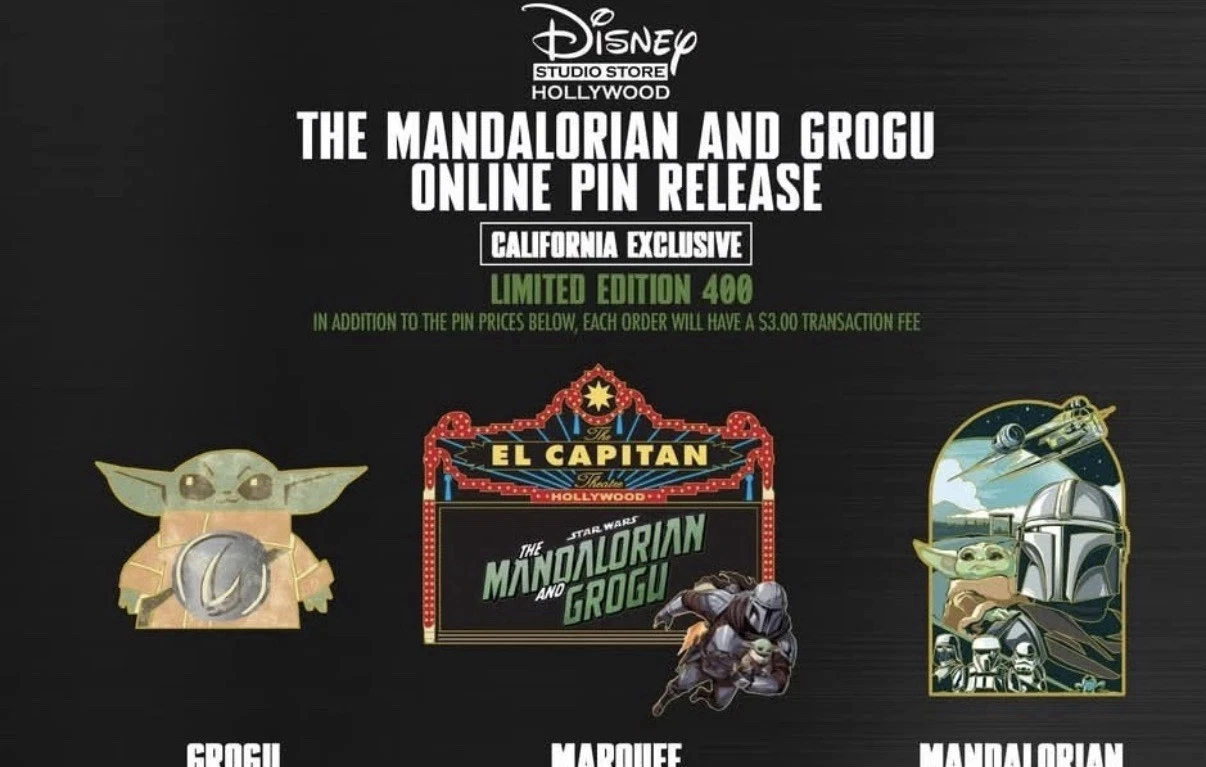 Disney DSSH THE MANDALORIAN AND GROGU 3 Pins LE 400 Sealed