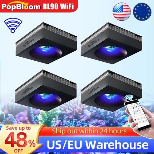 PopBloom 4PCS RL90 WiFi Saltwater Aquarium Light Full Spectum Coral Reef Lights