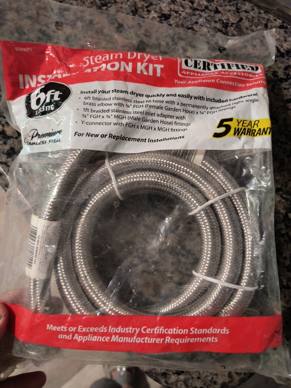 Steam Dryer Installation Kit 6ft STMKIT1 with Essential Hookup Parts-image