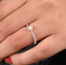 Ethiopian Opal Stacking Rings 925 Sterling Silver Dot Engagement Rings Jewelry
