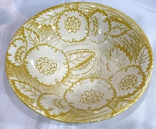 1 RARE Vintage Yellow Gold Floral Flower Bowl MCM Mount Clemens Clemons