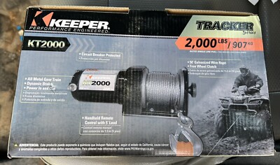 Keeper 12v Electric Winch 2000lb Single Line Pull Capacity KT1200 NEW