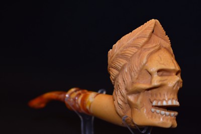 ZEUS Skull FIGURE Pipe By Altay Block Meerschaum-NEW W CASE#917