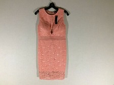NWT women's junior's Dress Entry peach lace floral lined zipper back size L