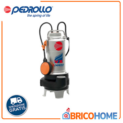 Pedrollo Vortex Pumpe VXm10/35 Kanalisation 1HP Schmutzwasser Kanalisation Brunnen Schwarz