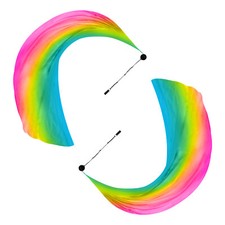 1 Pair Dance Silk Veil Poi with Throw Ball 79" x 32", Blue Yellow Rose