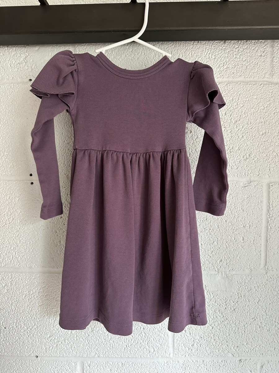 EUC Kate Quinn Organic Cotton Dress 2T Flutter Long Sleeve Purple