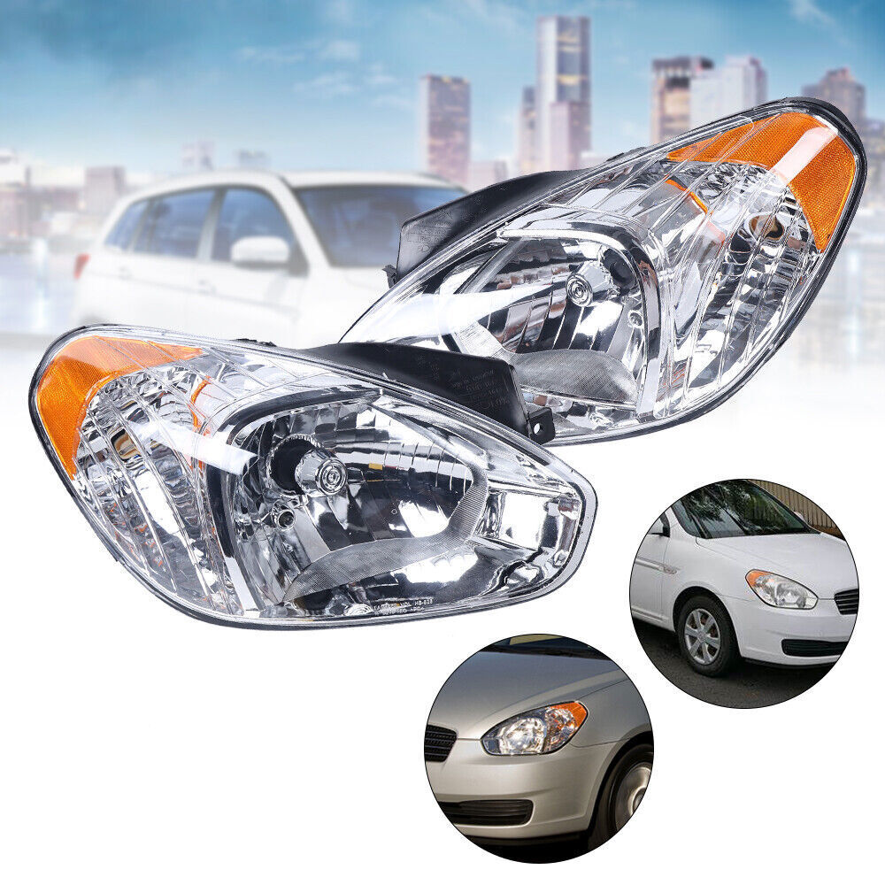 L+R Pair Headlight Set Assembly For 2006 Hyundai Accent 2006