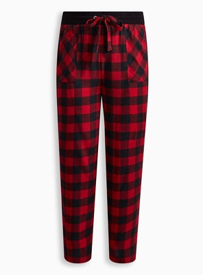 Torrid Rayon Woven Full Length Plaid Sleep Pant Red 0 L 12 #H30814