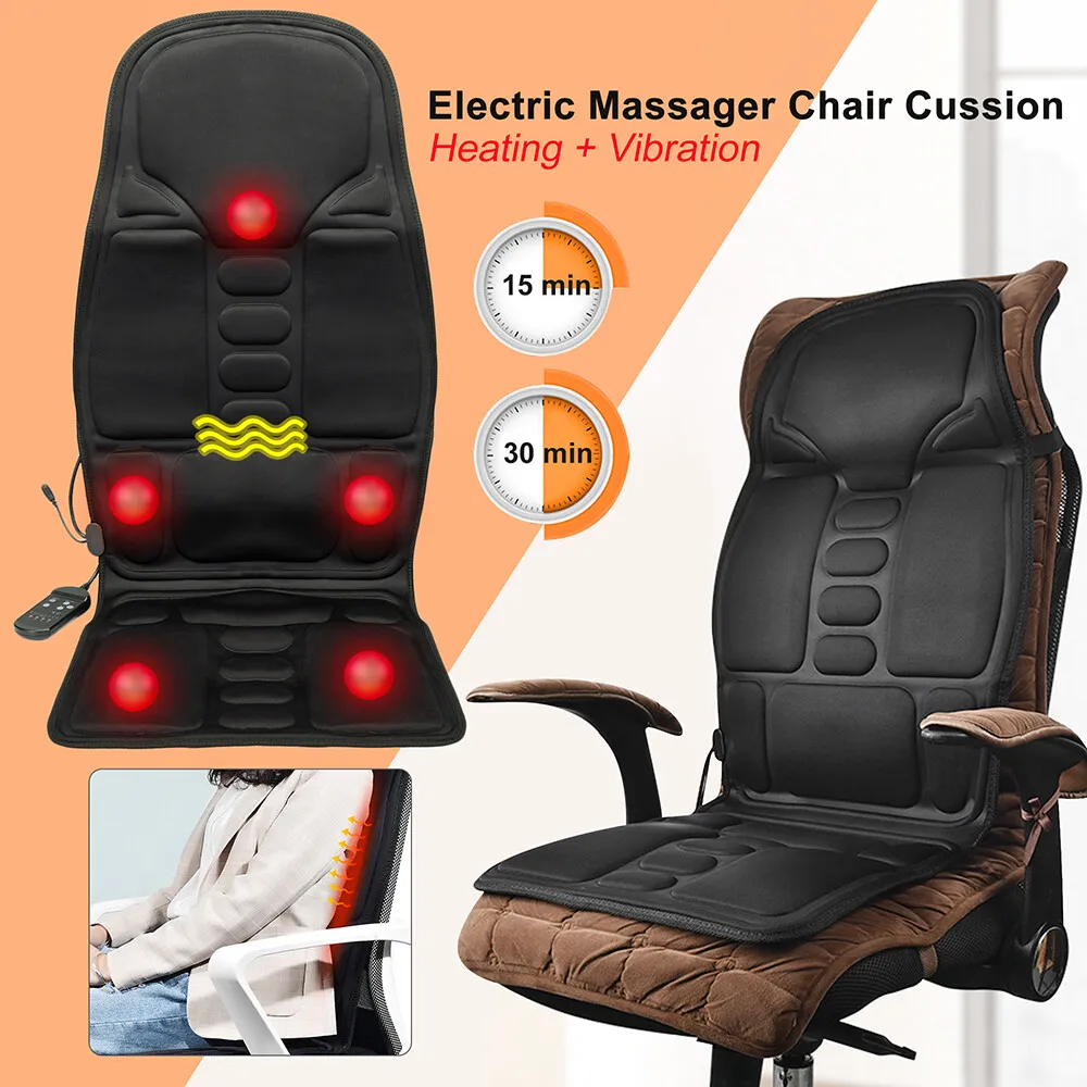 Massage Seat Cushion w/ Heat Back Neck Massager Chair for Home,Car,Office,Trip