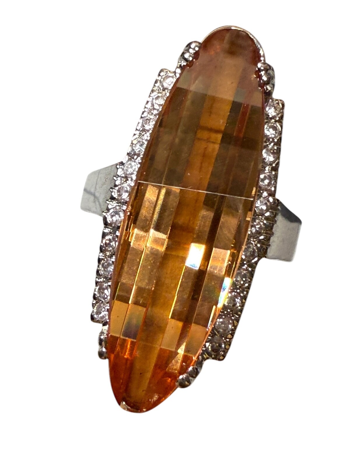 Artisan Statement Ring Elongated Checkerboard Fac… - image 1