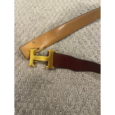 Hermes H Gold belt buckle & Reversible leather black & brown strap