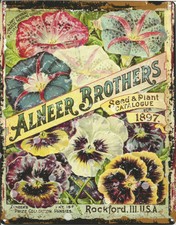 small ALNEER BROS GARDENING 1897 metal wall sign potting shed garden roses 6x8in