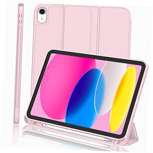iMeeT iPad 10th Gen Case 2022 10.9 Inch Protective Cover with Apple Pencil Holder in Pink