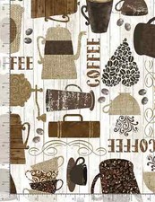 Coffee Fabric Kitschy Motifs Rise Grind Cotton Timeless Treasures C7985 By Yard