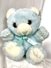 PlushLand Classic Blue Sitting Teddy Bear Soft Fluffy Stuffed Animal Toy 8  
