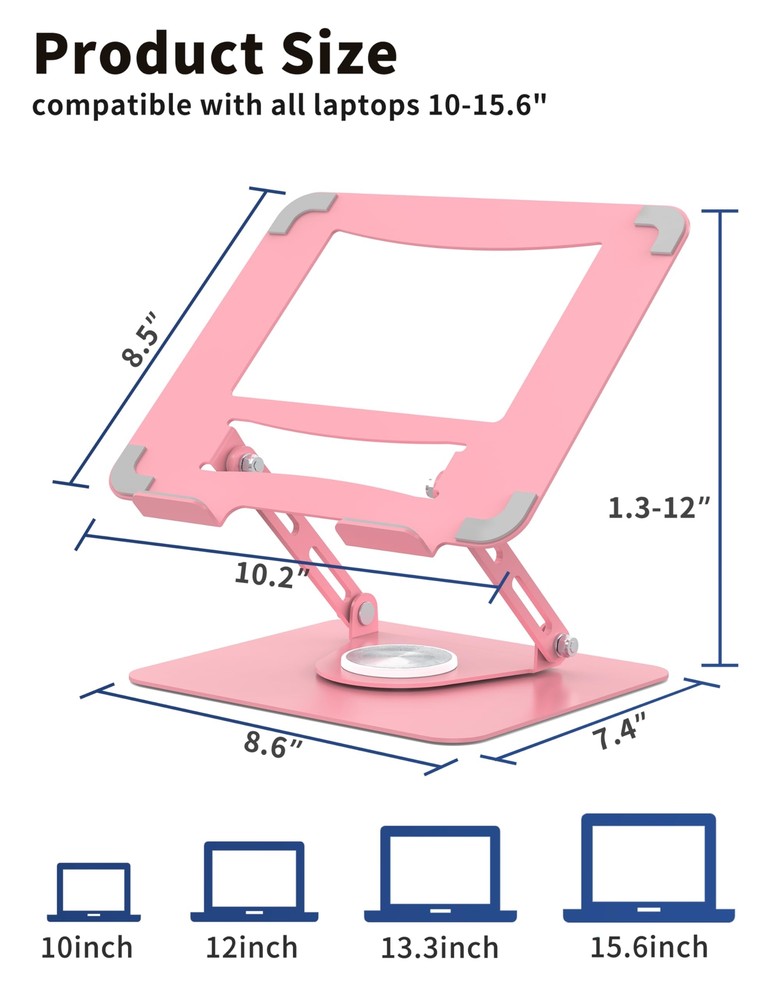 Adjustable 360° Rotating Laptop Stand for Desk with Multi-Angle Support