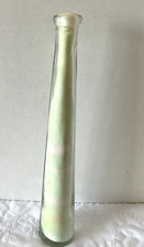 Sand Art Glass Bottle Pastel Green and Pink Top Sealed 2" Across 12-1/2  Tall