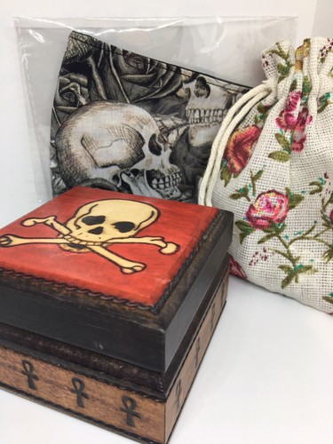 Skulls & spike silver tone Bracelet EWB skull crossbones box & skull & rose mask - Picture 2 of 12