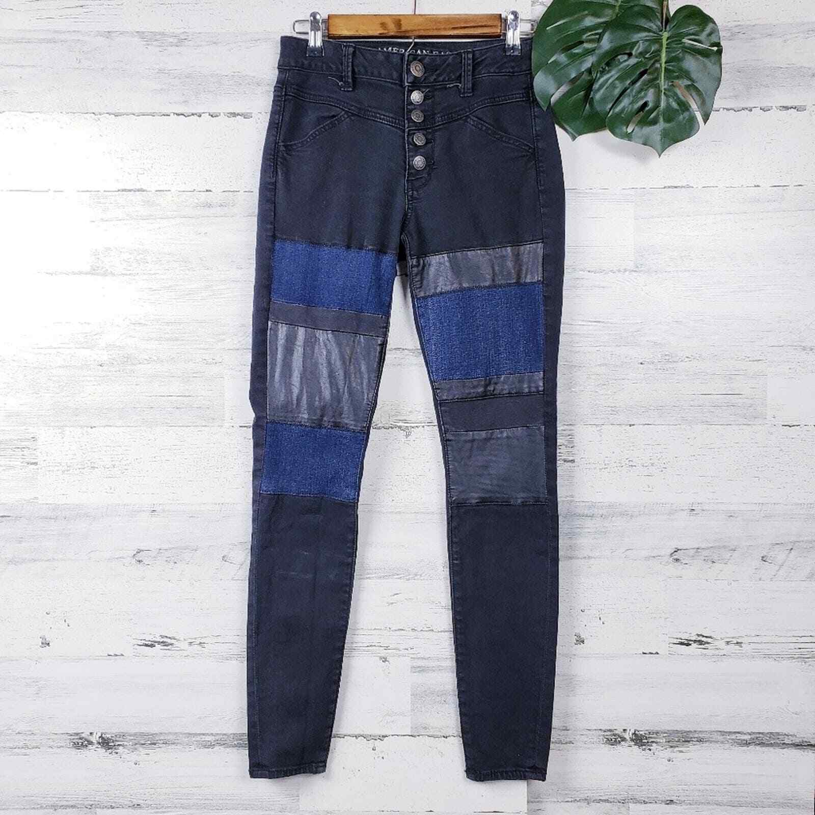 American Eagle Button Fly Hi-Rise Patch Jeggings … - image 2