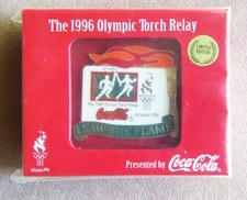 Coca-Cola Atlanta Olympics 1996 I Saw The Flame Torch Relay Pin Sealed