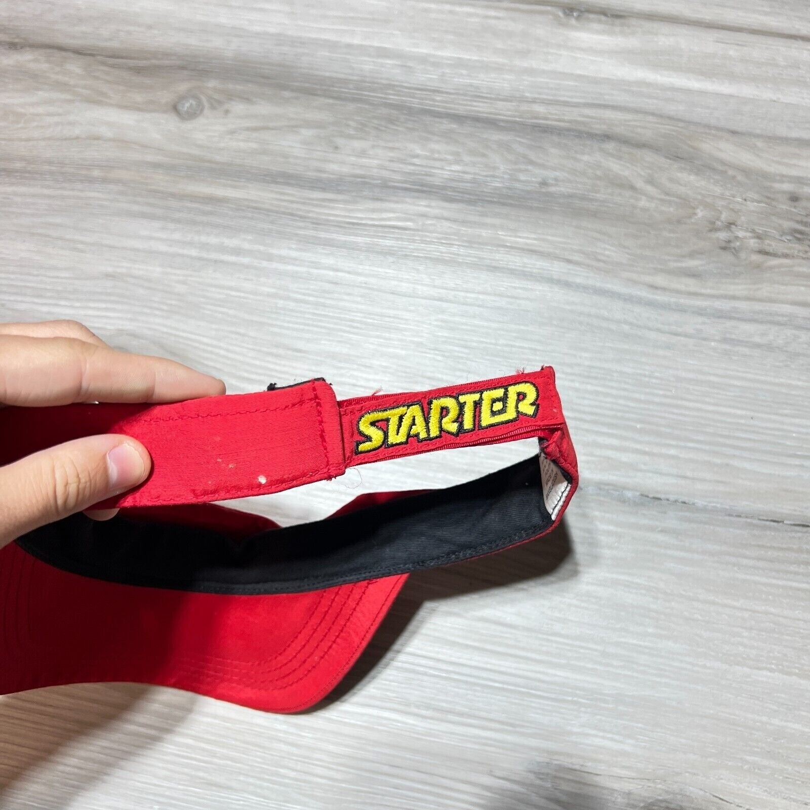 Vintage Starter Visor Hat Cap Red Patch Logo Red … - image 4