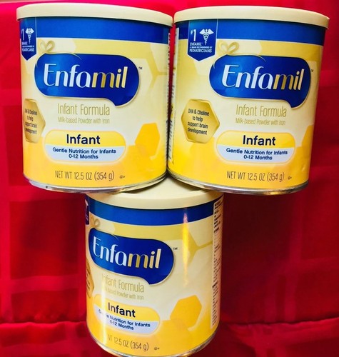 3 cans enfamil infant formula milk-based powder with iron exp 06