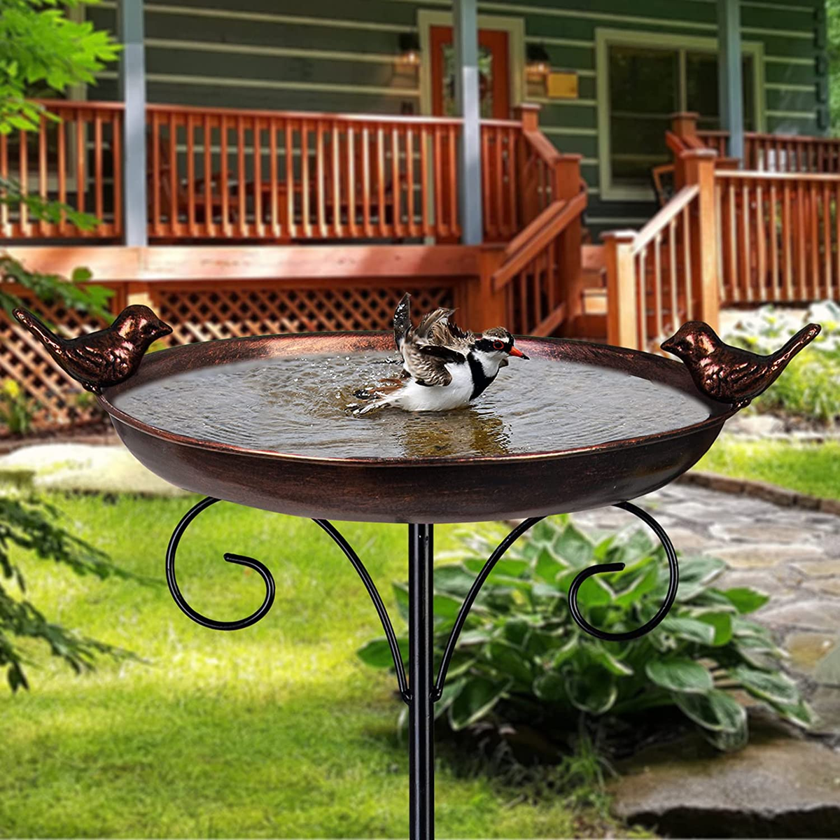 DREAMSOUL Outdoor Garden Bird Bath Metal Bird Baths Cast Iron