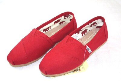 TOMS CLASSIC RED CANVAS FLATS  SHOE 001001BO7 SLIP ON  WOMEN'S CASUAL SHOE