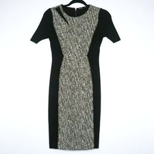 Elie Tahari Womens Pencil Dress Size 0 Black White Tweed Sheath Office Career