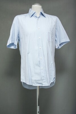 180 SP181 HUGO BOSS Herren Hemd KW41 Gr. L weiß hellblau kariert Kurzarm