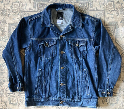 SEAN JOHN BIKER TRUCKER MENS M DENIM BLUE JEAN JACKET BOMBER COTTON