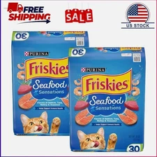 2 Pack, Purina Friskies Seafood Sensations, Indoor Dry Cat Food, Salmon, Tuna, &