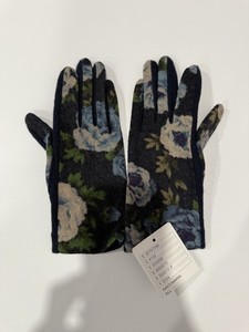 Anthropologie Brand New Vincent Pradier Wool Floral Navy Blue Gloves Size Medium