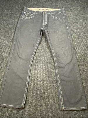 Basic Code Jeans Mens Size 38x32 Black Cotton Denim Straight Faded EUC!