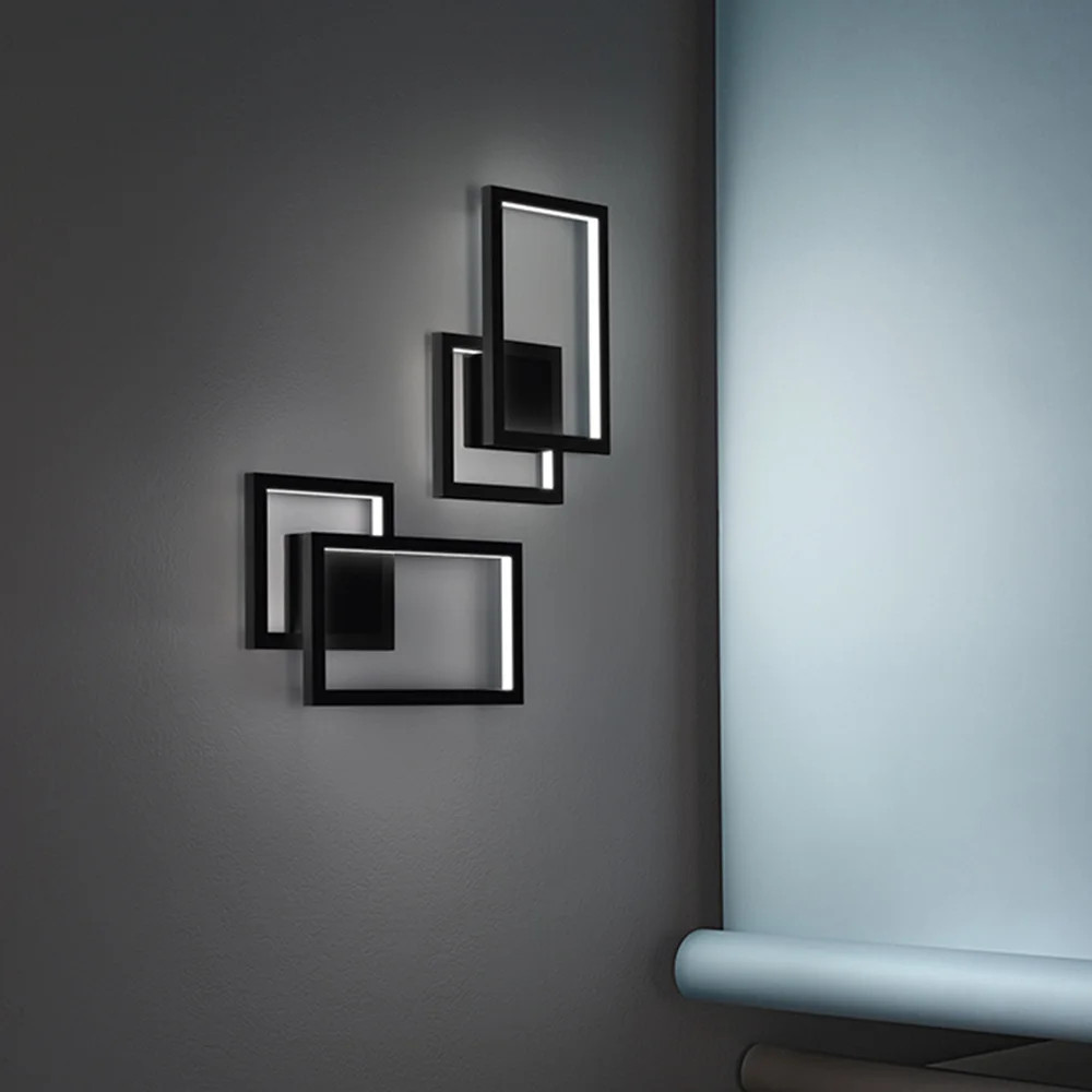 Applique Moderna Cross Alluminio Nero Opaco Led 20W Dimmerabile Ip20