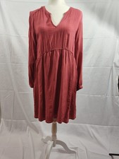 dress mini women's long sleeve babydoll rose v neck flared skirt lined medium