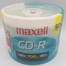Maxell 50 Pack CD-R 700mb 80min 48x Recordable Media Discs. Factory Sealed New