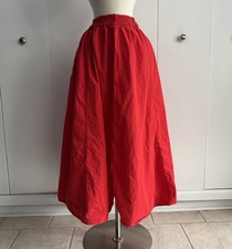 Vintage 80s Red Maxi Skirt Button Up with Pockets And Gathered Waist