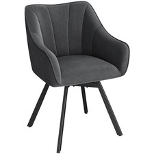 Swivel Dining Chair with Armrest and Backrest Modern Velvet Side Chair Dark Grey