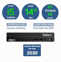 Lenovo ThinkCentre - Intel Core 14th Gen i5 14500T 512GB SSD 16GB RAM Tiny PC