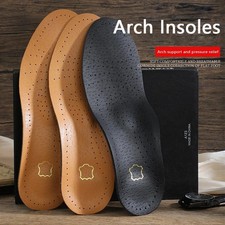 1Pair Leather Orthopedic Insole Arch Support Plantar Fasciitis Insoles Men Women