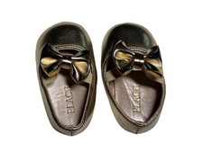 Childrens Place Toddler Baby Girls Size 0-3M Gold Metallic Bow Ballet Flats