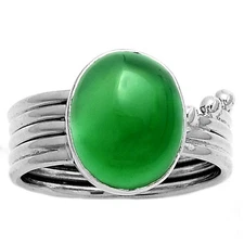 Natural Green Onyx 925 Sterling Silver Ring s.7 Jewelry R-1492