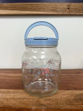 English Breakfast by CORELLE Glassware Sun Tea Jar W/ Plastic Lid USA Vintage