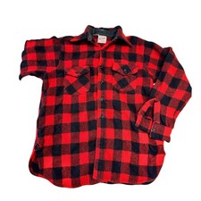 Vintage 50s Red Buffalo Plaid Flannel Wool Hunting Logger Shirt Frostproof