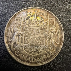 1944 Canada King George VI SILVER 50 CENT! Choice FINE! WW2! Old Canadian Gu413