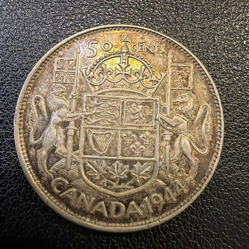 1944 Canada King George VI SILVER 50 CENT! Choice FINE! WW2! Old Canadian Gu413