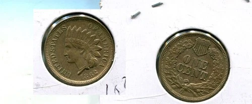 1862 INDIAN HEAD PENNY TYPE COIN AU BU 6025T