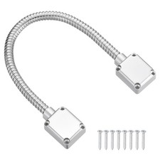 Armored Door Cord with Aluminum End Cap Set 16" Length 0.6" OD, Silver
